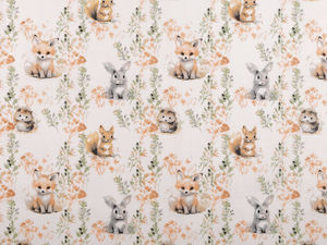 Premium-Baumwoll-Canvas-Stoff mit süßen Tiermotiven - 959 Weiß