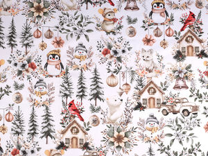 Premium Weihnachts-Baumwollstoff Canvas in Weiß - Festlicher Nähstoff für Feiertagsprojekte