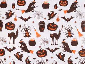 Premium Halloween Baumwoll-Canvas – Festlicher Druck für Wohndekoration und Nähprojekte