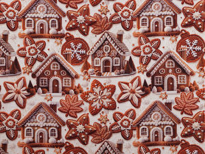 Premium-Baumwoll-Canvas mit Lebkuchen-Motiv – Festlicher Nähstoff für Weihnachten