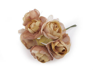 Elegante künstliche Mini-Rosen an biegsamem Blumendraht - 6er-Bund Bastelblumen