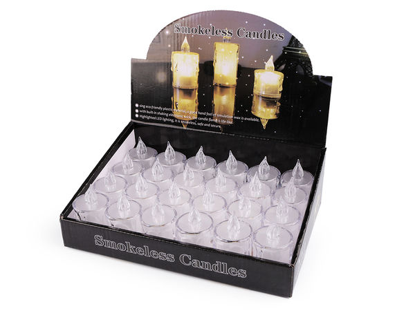 Transparente flammenlose LED-Kerzen mit konstantem warmem Schein - Batteriebetrieben, Ø 3,6 cm