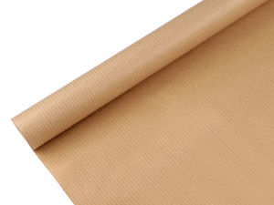 Premium Kraft-Geschenkpapier auf Rolle, gerippt und glänzend - Naturbraun, 0,78 m x 2 m