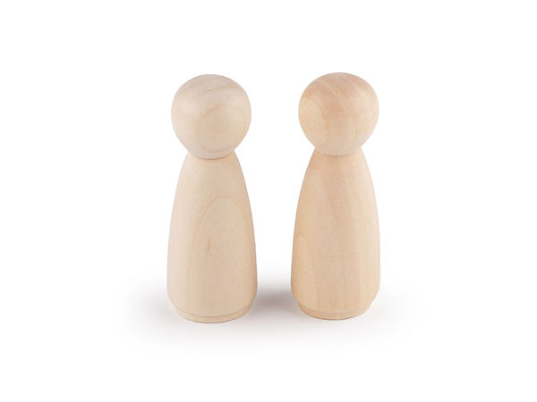 Unbehandelte Holzfigur für Bastelarbeiten (25x67mm) – Premium Kegelpuppe aus Naturholz zum Bemalen und für kreative DIY-Projekte