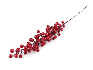 Künstlicher Vogelbeer-Zweig - Leuchtend roter Deko-Beerenzweig für Herbst- und Winterkränze, Ikebana und festliche Blumengestecke