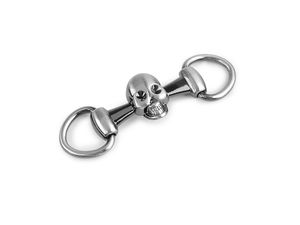 Premium-Metallschnalle im Totenkopf-Design & Deko-Akzent für Biker - Nickel gebürstet (22x76 mm)