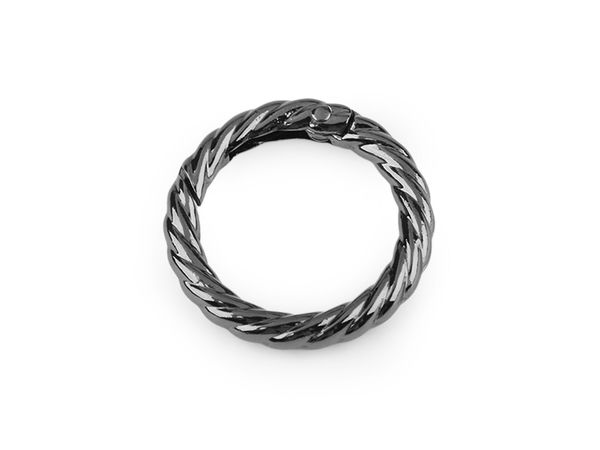 Premium runder Schmuck-Karabinerhaken mit gedrehtem Detail, Ø 25 mm