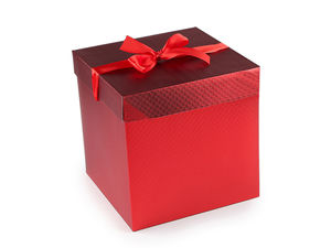 Geschenkbox mit metallischer Schleife