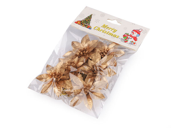 Silberne Metallic-Weihnachtssterne, Blumendekoration mit Biegedraht, 6er-Set