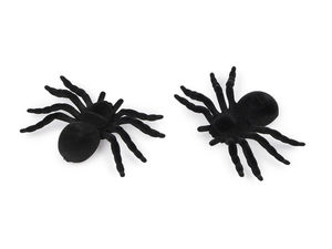 Premium samtflockierte 3D-Spinnen in Schwarz - Realistische Dekoration für Halloween & Gruselpartys (4er-Pack)