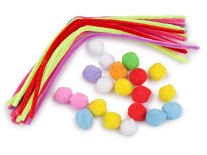 Kreativset mit Biegeplüsch und Neon-Pompons