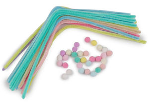 Kreativset mit Chenilledraht und Pastell-Pompons