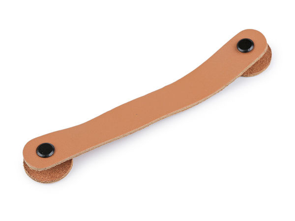 Ledergriff in Naturbraun mit Schraubnieten (2 x 15 cm) für Körbe, Deckel und Schubladen