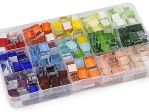 Premium Glasmosaiksteine-Set – 600 Stück bunte Mischung in Sortierbox mit 15 Fächern für Basteln & DIY-Deko