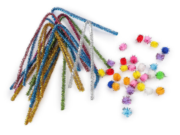 Kreativset mit Chenilledraht und Pompons mit Lurex
