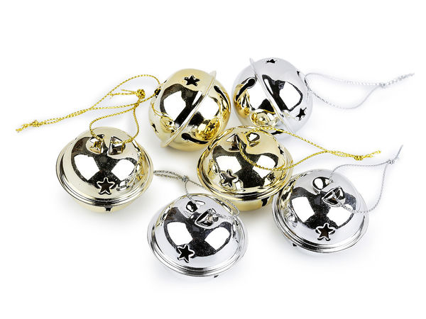 Premium-Metallglöckchen mit Lurex-Aufhängekordel (40 mm, farblich sortiert, im Set)