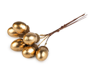 Premium künstliche Eichel-Picks in Metallic-Gold mit echten Naturhütchen – Dekorative Drahtstecker für Herbstkränze, Kerzenleuchter und Bastelprojekte