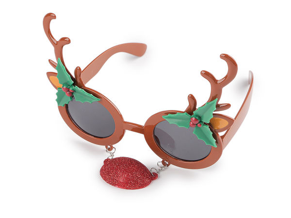 Festliche Weihnachtsbrille - Schneemann & Rentier Scherzbrille mit beweglicher Nase