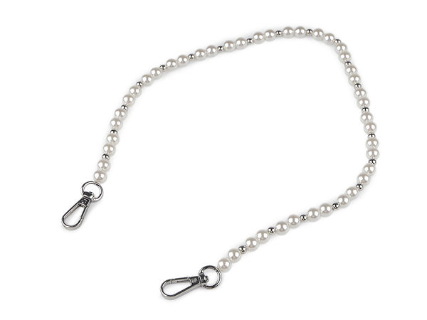 Eleganter Perlen-Trageriemen (60 cm) mit Karabinern für Handtaschen, Clutches und Handyhüllen