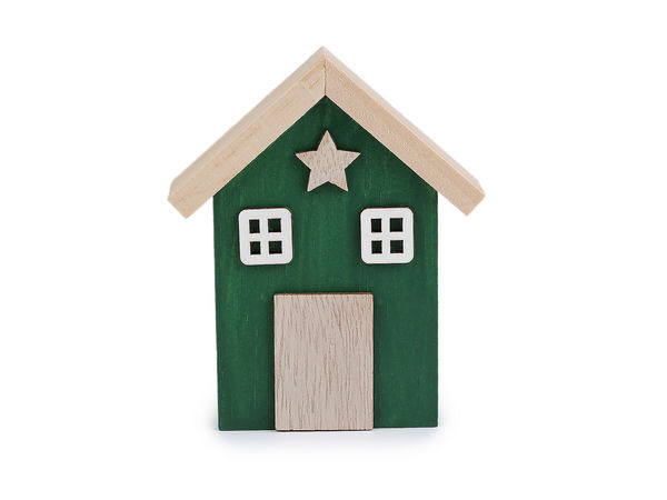 Minimalistische Holzhaus-Dekoration – Handgefertigtes Miniatur-Dekoelement für Tisch, Regal & Kaminsims