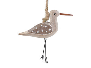 Deko-Storch aus Holz zum Aufhängen - Beidseitig verziertes elfenbeinfarbenes Ornament für Kränze, Vasen & Bastelbedarf