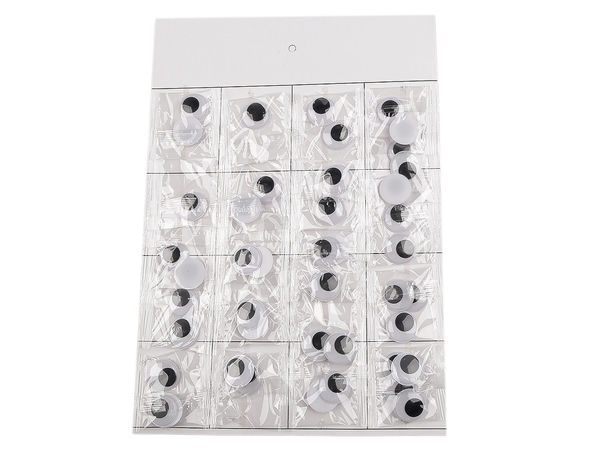Schwarze selbstklebende Wackelaugen mit beweglichen Pupillen (25 mm) - Premium-Kulleraugen für DIY-Bastelarbeiten, Puppen und Scrapbooking