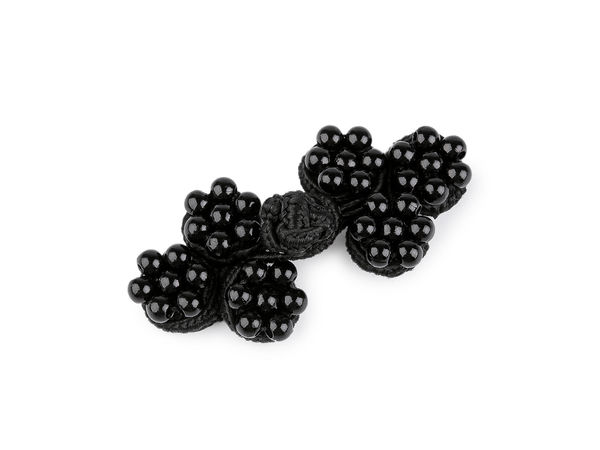 Eleganter Perlen-Textilverschluss - Zweiteiliger Premium-Verschluss im Soutache-Stil (Schwarz)