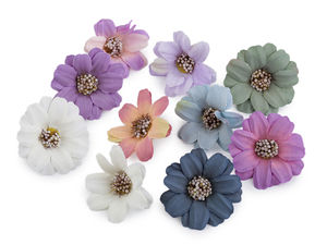 Premium Kunstblüten - 4,5 cm Deko-Blüten im Farbmix für Bastelarbeiten, Kränze & Haarschmuck