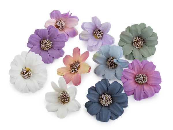 Premium Kunstblüten - 4,5 cm Deko-Blüten im Farbmix für Bastelarbeiten, Kränze & Haarschmuck