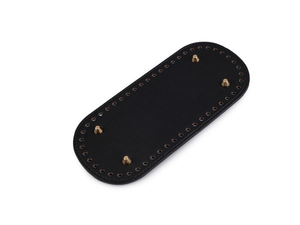 Premium-Taschenboden aus Kunstleder mit Metallfüßen (10x22 cm) – Vorgelochter & genähter Boden für Handtaschen, Körbe & Rucksäcke