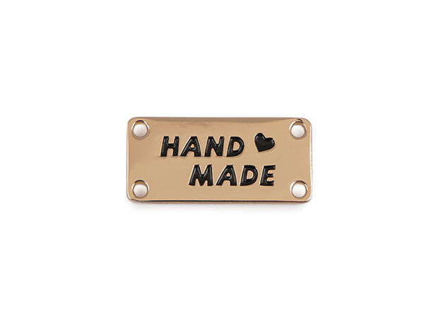 Premium Metall-Labels zum Aufnähen „Handmade“ für Taschen, Geldbörsen und Strickwaren
