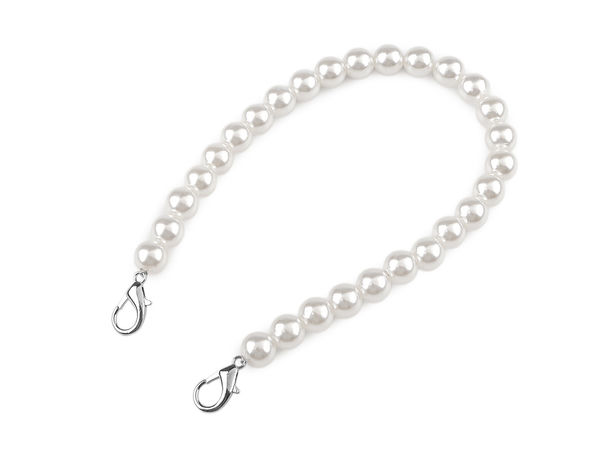 Eleganter Perlen-Trageriemen für Handtaschen, Clutches & Mobiltelefone (30cm) - Perlnickel