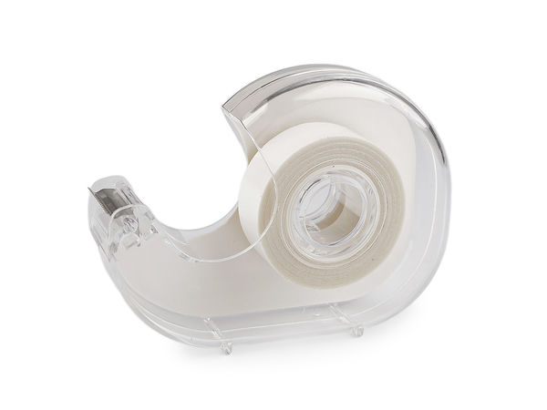 Hochwertiges doppelseitiges Körper- & Bekleidungsklebeband für Ausschnitte (16 mm Breite) mit Kunststoffspender - Transparent & Hautfreundlich