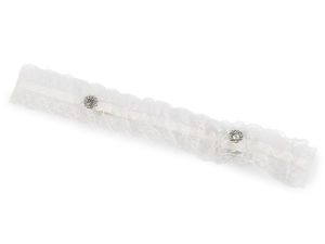 Elegantes Brautstrumpfband aus Spitze in Off-White - Vintage-Strumpfband mit floralem Muster und bequemem Stretch