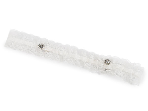 Elegantes Brautstrumpfband aus Spitze in Off-White - Vintage-Strumpfband mit floralem Muster und bequemem Stretch