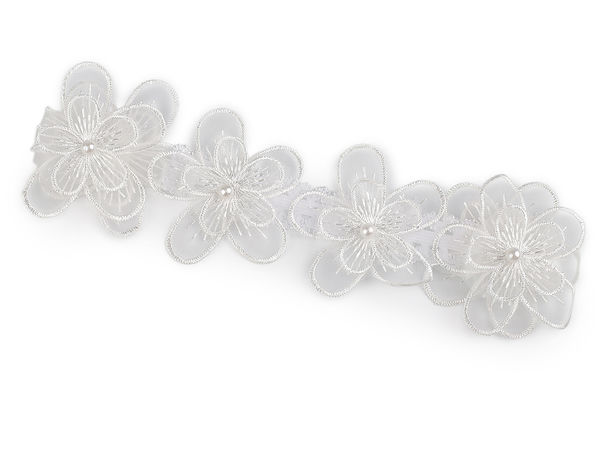 Elegantes Hochzeitsstrumpfband aus floraler Spitze in Off-White - Braut-Accessoire und Erinnerungsstück