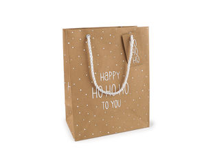 Natur-Weihnachtsgeschenkbeutel 18 x 23 cm – Festliche Geschenksäckchen mit beidseitigem Druck in Wildleder-Haptik