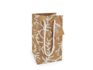 Naturfarbene Weihnachts-Geschenksäckchen, 10,5 x 18 cm – Verschiedene Weihnachtsmotive
