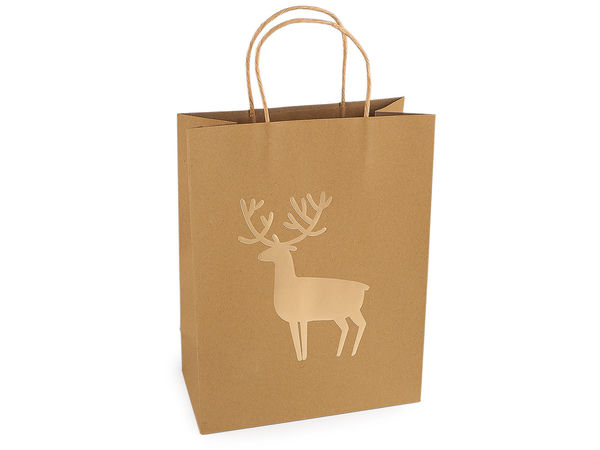 Weihnachts-Geschenkbeutel Natur 24x31 cm – Festlicher Geschenksack mit saisonalen Motiven