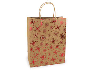 Hochwertige Weihnachts-Geschenktüten in Naturbraun - Sortierte Festtagsmotive (24 x 31 cm)