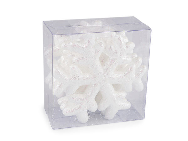 Glitzernder Schneeflocken-Anhänger aus Styropor - Weiß AB (Ø 10 cm)