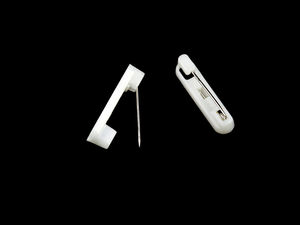 Weiße Broschennadeln aus Kunststoff - 5x22 mm Rohlinge zum Aufkleben für Bastelarbeiten, Schmuck & Namensschilder